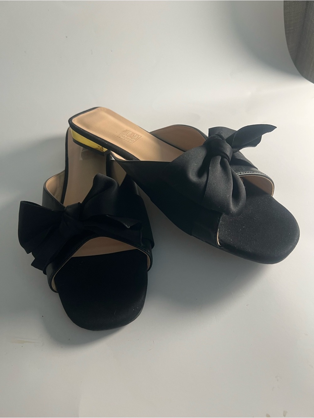 Women's Black Bow Mule Sandals
